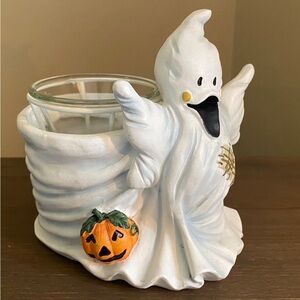 Vintage Halloween Ghost Pumpkin Planter Candle Holder Y2K Novelty Ceramic Resin
